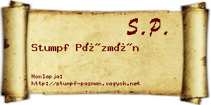 Stumpf Pázmán névjegykártya